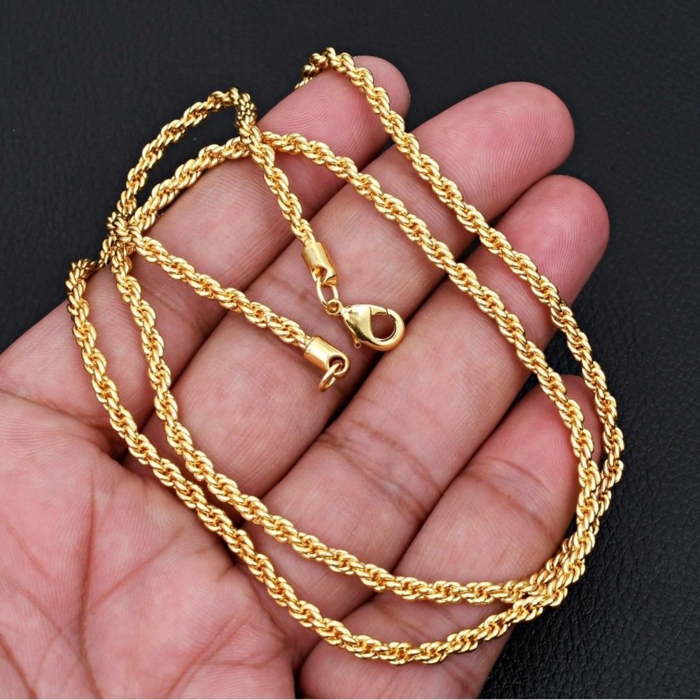 Twisted Rope Gold Plated 16โ Necklace Chain-Unisex